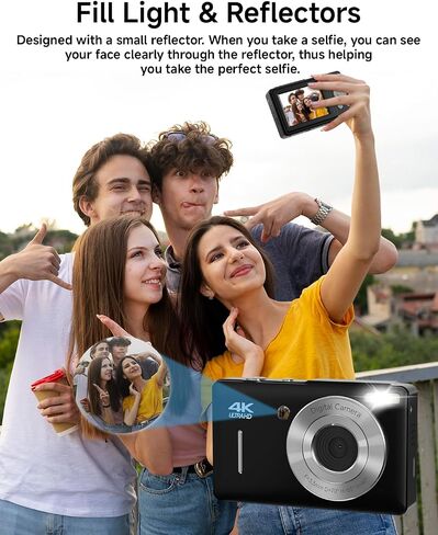 Digital Camera for Kids, FHD 1080P 44MP Point and Shoot Digital Camera with Face Detect, Pink Camera in Saudi Arabia