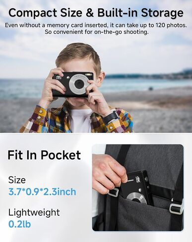 Digital Camera for Kids, FHD 1080P 44MP Point and Shoot Digital Camera with Face Detect, Pink Camera in Saudi Arabia