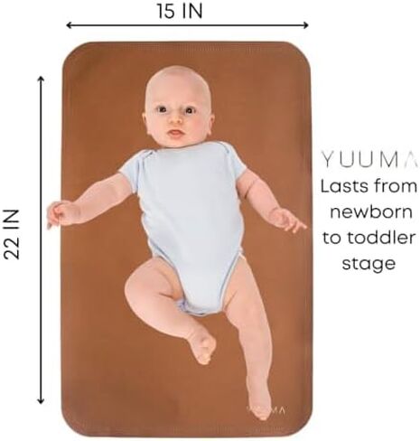 YUUMA Vegan Leather Changing Mat,Diaper Baby Changing Pad - Portable, Wipeable & Reusable Mat - 15" X 22" - Foldable for Travel (Onyx) in Saudi Arabia