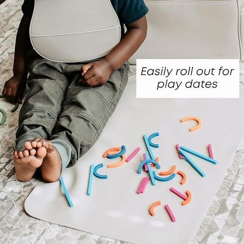 YUUMA Vegan Leather Changing Mat,Diaper Baby Changing Pad - Portable, Wipeable & Reusable Mat - 15" X 22" - Foldable for Travel (Onyx) in Saudi Arabia