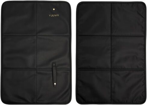 YUUMA Vegan Leather Changing Mat,Diaper Baby Changing Pad - Portable, Wipeable & Reusable Mat - 15" X 22" - Foldable for Travel (Onyx) in Saudi Arabia