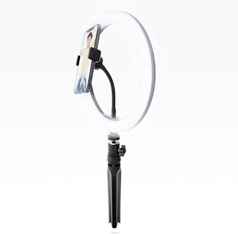 حلقة إضاءة LED مقاس 10 بوصات من Xtreme، حامل هاتف عالمي، مع حامل ثلاثي القوائم وإعدادات سطوع متعددة، وكابل USB in Kuwait