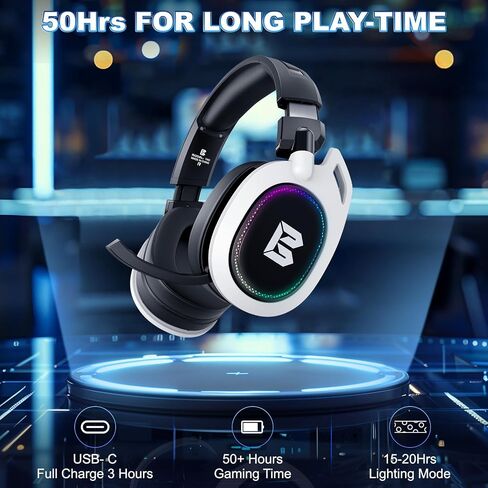 BENGOO Wireless Gaming Headset for PS5 PS4 PC Mac Nintendo Switch, Bluetooth Over-Ear Headphones with Noise Isolating Microphone, Low Latency, RGB, 50H Battery, Wired Mode for Xbox Series - Black in Saudi Arabia