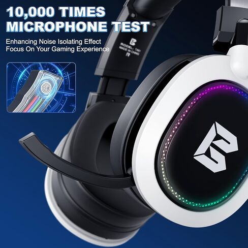 BENGOO Wireless Gaming Headset for PS5 PS4 PC Mac Nintendo Switch, Bluetooth Over-Ear Headphones with Noise Isolating Microphone, Low Latency, RGB, 50H Battery, Wired Mode for Xbox Series - Black in Saudi Arabia