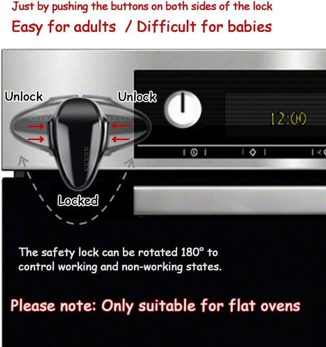 Oven Lock Child Safety (1 pack), Cabinet Locks Baby Proofing, Baby and Child Proof Locks for Drawer Oven Stove Door, Upgrade Heat-Resistant Material, Easy to Install, No Toolf Need - Black in Saudi Arabia