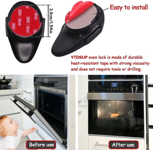Oven Lock Child Safety (1 pack), Cabinet Locks Baby Proofing, Baby and Child Proof Locks for Drawer Oven Stove Door, Upgrade Heat-Resistant Material, Easy to Install, No Toolf Need - Black in Saudi Arabia