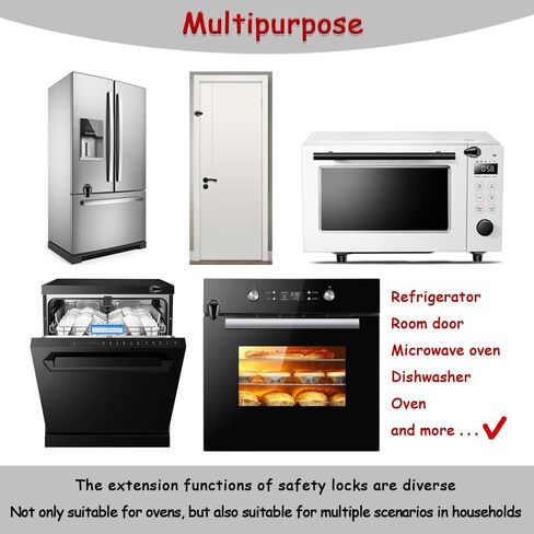 Oven Lock Child Safety (1 pack), Cabinet Locks Baby Proofing, Baby and Child Proof Locks for Drawer Oven Stove Door, Upgrade Heat-Resistant Material, Easy to Install, No Toolf Need - Black in Saudi Arabia