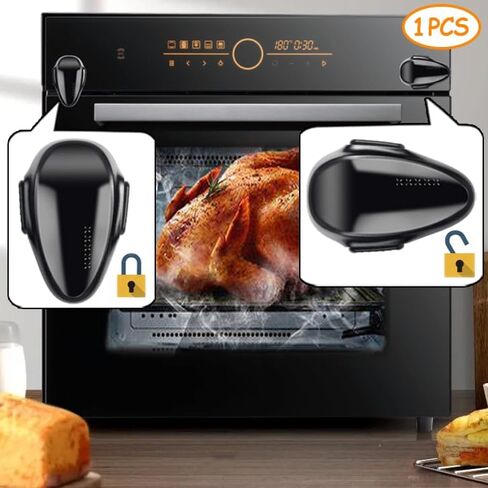 Oven Lock Child Safety (1 pack), Cabinet Locks Baby Proofing, Baby and Child Proof Locks for Drawer Oven Stove Door, Upgrade Heat-Resistant Material, Easy to Install, No Toolf Need - Black in Saudi Arabia