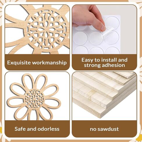 COLOR VALLEY ART Boho Daisy Wall Decor, Natural Rattan Flower Wall Hanging Art Wooden Daisy Wall Art Flowers Wall Signs Hanging Plaque Wooden Boho Wall Art Nursery Wall Decor in Saudi Arabia