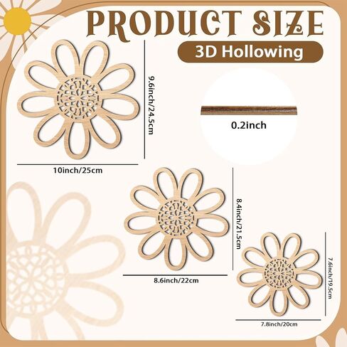 COLOR VALLEY ART Boho Daisy Wall Decor, Natural Rattan Flower Wall Hanging Art Wooden Daisy Wall Art Flowers Wall Signs Hanging Plaque Wooden Boho Wall Art Nursery Wall Decor in Saudi Arabia