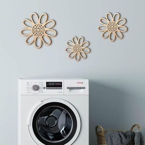 COLOR VALLEY ART Boho Daisy Wall Decor, Natural Rattan Flower Wall Hanging Art Wooden Daisy Wall Art Flowers Wall Signs Hanging Plaque Wooden Boho Wall Art Nursery Wall Decor in Saudi Arabia