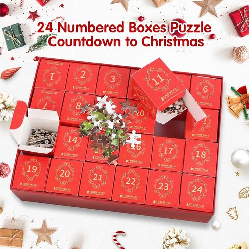 Advent Calendar 2024 Christmas Jigsaw Puzzles, Christmas Advent Calendar Puzzle 1008 Piece for Adult, 24 Days Christmas Countdown Calendar, Holiday Family Game Gifts Christmas Decoration (A) in Saudi Arabia