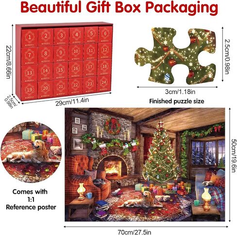 Advent Calendar 2024 Christmas Jigsaw Puzzles, Christmas Advent Calendar Puzzle 1008 Piece for Adult, 24 Days Christmas Countdown Calendar, Holiday Family Game Gifts Christmas Decoration (A) in Saudi Arabia