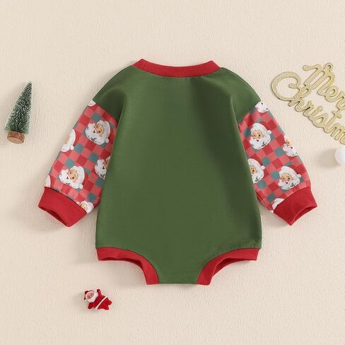 Newborn Baby Girl Boy Christmas Outfit Sweatshirts Romper Santa Oversized Long Sleeve Bodysuit Onesie Baby Clothes in Kuwait
