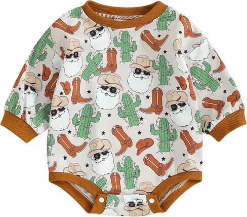 Newborn Baby Girl Boy Christmas Outfit Sweatshirts Romper Santa Oversized Long Sleeve Bodysuit Onesie Baby Clothes in Kuwait