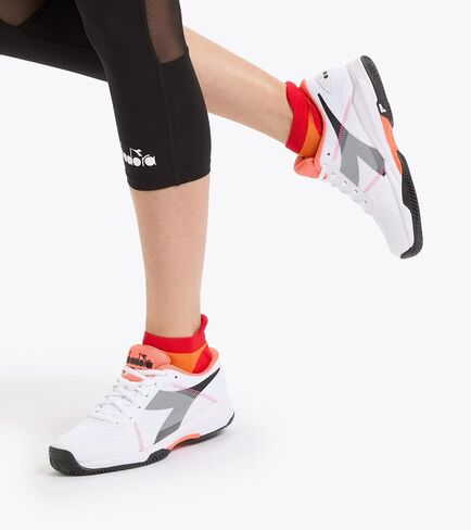 Diadora Trofeo W All Ground Pickleball Tennis Shoes (White/Black/Vermillion) in Saudi Arabia