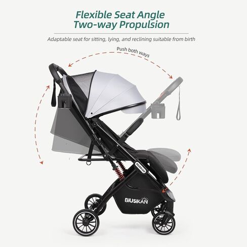 Baby Stroller, Lightweight Stroller w/Snack Tray, Footmuff, Raincover, Cup Holder & Travelbag, Travel Stroller w/All-Scene Suspension System, compact Toddler Stroller Large Basket (Black) in Saudi Arabia