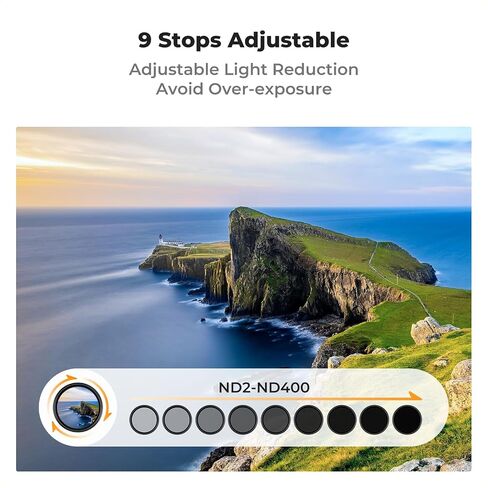 K&F CONCEPT 62mm True Color Variable ND2-400 (1-9 Stops) ND Lens Filter in Saudi Arabia