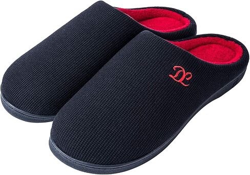 DL Mens Memory Foam Slippers Slip on, Comfy House Slippers For Mens Indoor Outdoor, Cozy Men's Bedroom Slippers Warm Soft Flannel Lining Closed Toe Man Slippers Size Black Gray Navy in Kuwait