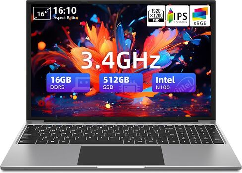 كمبيوتر محمول Jumper 16 بوصة، 16 جيجابايت DDR5 512 جيجابايت SSD، وحدة المعالجة المركزية N رباعية النواة، شاشة FHD IPS 1920x1200، أجهزة الكمبيوتر المحمولة مع نظام التبريد، بطارية 38WH، 2.4G+5G WiFi، BT4.0، أجهزة الكمبيوتر المحمولة المحمولة لطلاب الأعمال. in Kuwait