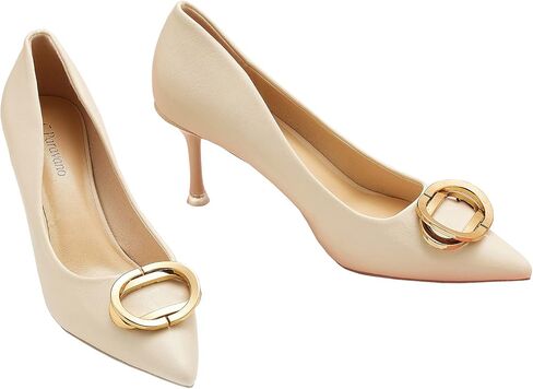 C.Paravano كعب مدبب عند الأصابع ومقدمة مغلقة للنساء، كعب منخفض للمناسبات الرسمية، حذاء جلدي للنساء، كعب نسائي أنيق، مريح in Kuwait