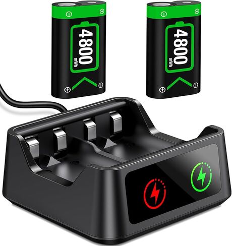 EXTREMECOOL Xbox One Controller Battery Pack, Xbox Rechargeable Battery Station with 2x4800mWh Rechargeable Xbox Battery Pack,Xbox Charger Battery Pack for Xbox Series X|S/One S|X/One Elite Controller in Saudi Arabia