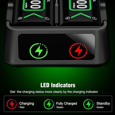EXTREMECOOL Xbox One Controller Battery Pack, Xbox Rechargeable Battery Station with 2x4800mWh Rechargeable Xbox Battery Pack,Xbox Charger Battery Pack for Xbox Series X|S/One S|X/One Elite Controller in Saudi Arabia