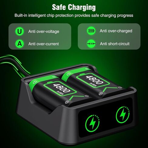 EXTREMECOOL Xbox One Controller Battery Pack, Xbox Rechargeable Battery Station with 2x4800mWh Rechargeable Xbox Battery Pack,Xbox Charger Battery Pack for Xbox Series X|S/One S|X/One Elite Controller in Saudi Arabia