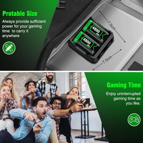 EXTREMECOOL Xbox One Controller Battery Pack, Xbox Rechargeable Battery Station with 2x4800mWh Rechargeable Xbox Battery Pack,Xbox Charger Battery Pack for Xbox Series X|S/One S|X/One Elite Controller in Saudi Arabia