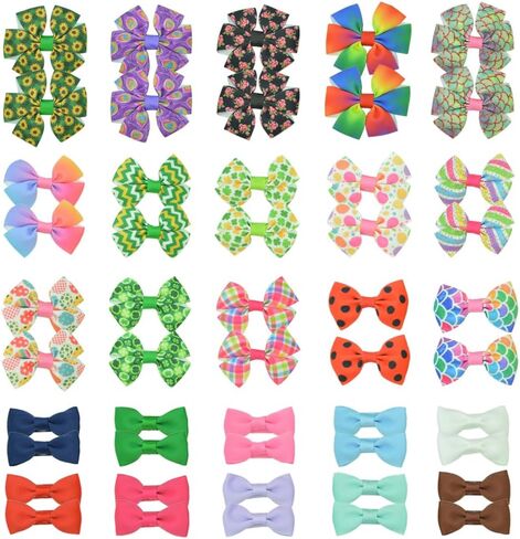 Baby Hair Clips 50 Pieces 25 Colors in Pairs Baby Girls Fully Lined Baby Bows Hair Pins Tiny 2" Hair Bows Alligator Clips for Girls Infants Toddlers in Saudi Arabia