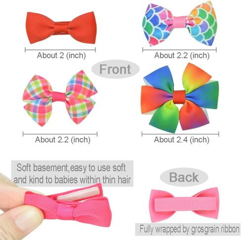 Baby Hair Clips 50 Pieces 25 Colors in Pairs Baby Girls Fully Lined Baby Bows Hair Pins Tiny 2" Hair Bows Alligator Clips for Girls Infants Toddlers in Saudi Arabia