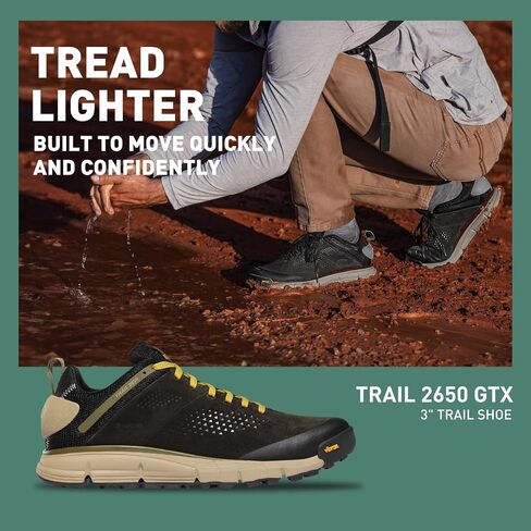 حذاء Danner Trail 2650 3 بوصات للمشي لمسافات طويلة مقاوم للماء للرجال - جزء علوي من الجلد والقماش المتين مع بطانة Gore-Tex قابلة للتنفس ونعل خارجي Vibram الجر، الكنغر البني/الطقس العاصف - 12 EE in Saudi Arabia