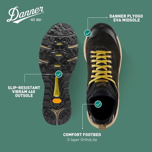 حذاء Danner Trail 2650 3 بوصات للمشي لمسافات طويلة مقاوم للماء للرجال - جزء علوي من الجلد والقماش المتين مع بطانة Gore-Tex قابلة للتنفس ونعل خارجي Vibram الجر، الكنغر البني/الطقس العاصف - 12 EE in Saudi Arabia