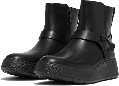 حذاء FitFlop النسائي ذو العقدة المطوية على شكل حرف F من الجلد ذو الشكل المسطح القصير in Saudi Arabia