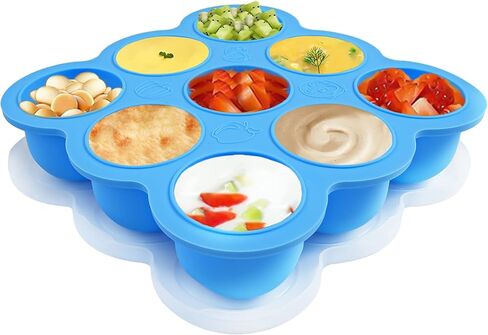 صينية تجميد طعام الأطفال من DF DUALFERV، حاوية تخزين طعام الأطفال من السيليكون بـ 9 حصص مع غطاء، حاويات طعام الأطفال المثالية لأغذية الأطفال محلية الصنع، ومهروس الخضار والفواكه، وحليب الثدي in Kuwait