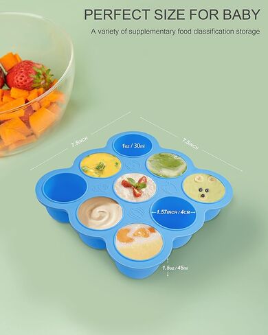 صينية تجميد طعام الأطفال من DF DUALFERV، حاوية تخزين طعام الأطفال من السيليكون بـ 9 حصص مع غطاء، حاويات طعام الأطفال المثالية لأغذية الأطفال محلية الصنع، ومهروس الخضار والفواكه، وحليب الثدي in Kuwait