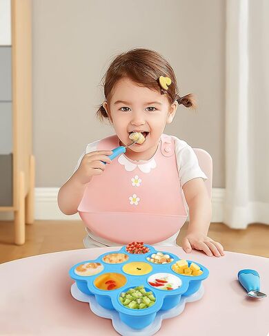 صينية تجميد طعام الأطفال من DF DUALFERV، حاوية تخزين طعام الأطفال من السيليكون بـ 9 حصص مع غطاء، حاويات طعام الأطفال المثالية لأغذية الأطفال محلية الصنع، ومهروس الخضار والفواكه، وحليب الثدي in Kuwait