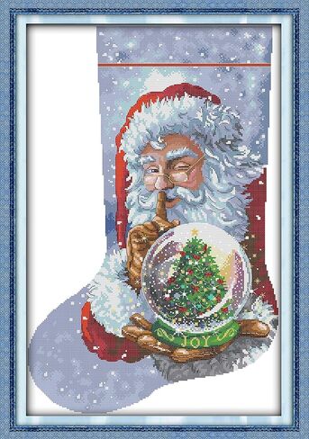 CaptainCrafts New Releases DIY Art Cross Stitch Kits Needlecrafts Patterns and Counted Embroidery Kit Christmas Stocking Santa Claus (E, Preprint Stamped 14CT, 21.3×30.3 Inch) in Saudi Arabia