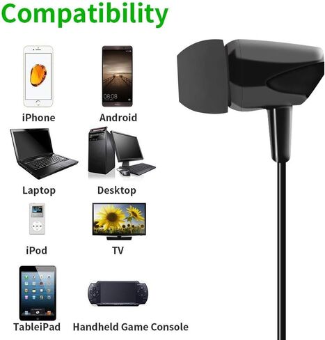 WEUTOP Single Earbud Stereo Headphone [ 3.3ft ] (Black) in Kuwait