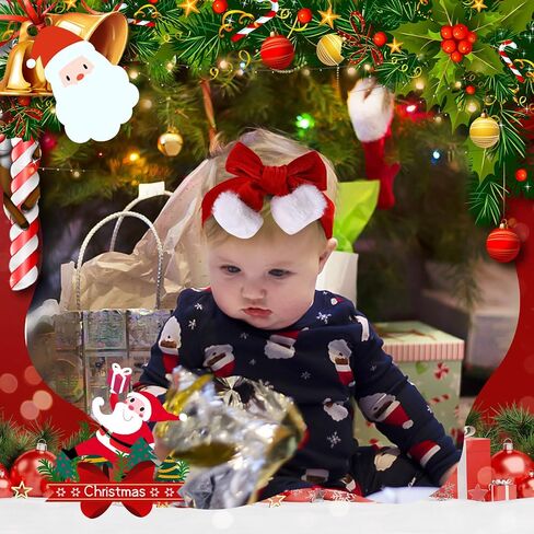 3PCS Christmas Headbands for Baby Girls, Red Santa Velvet Baby Bows, Eastic Xmas Newborn Headwrap for Infant Toddler in Saudi Arabia