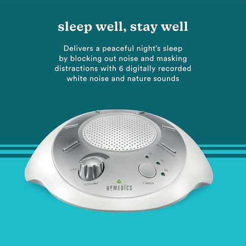 Homedics Sleep Better Portable Sound Machine, Night Light,12 Soothing Sounds Including White Noise, Rain, and Thunderstorm, Ultra-Portable Design, Auto-Off Timer, Ideal for Travel & Baby Sleep, Cream in Kuwait
