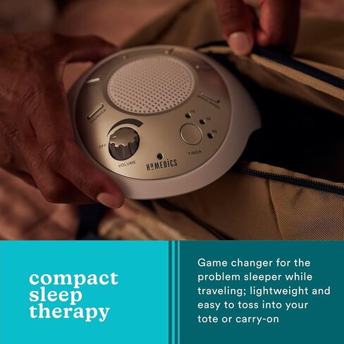 Homedics Sleep Better Portable Sound Machine, Night Light,12 Soothing Sounds Including White Noise, Rain, and Thunderstorm, Ultra-Portable Design, Auto-Off Timer, Ideal for Travel & Baby Sleep, Cream in Kuwait