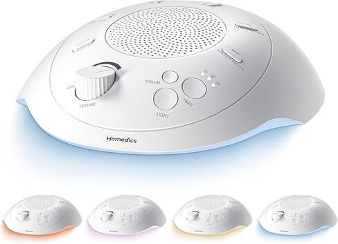 Homedics Sleep Better Portable Sound Machine, Night Light,12 Soothing Sounds Including White Noise, Rain, and Thunderstorm, Ultra-Portable Design, Auto-Off Timer, Ideal for Travel & Baby Sleep, Cream in Kuwait