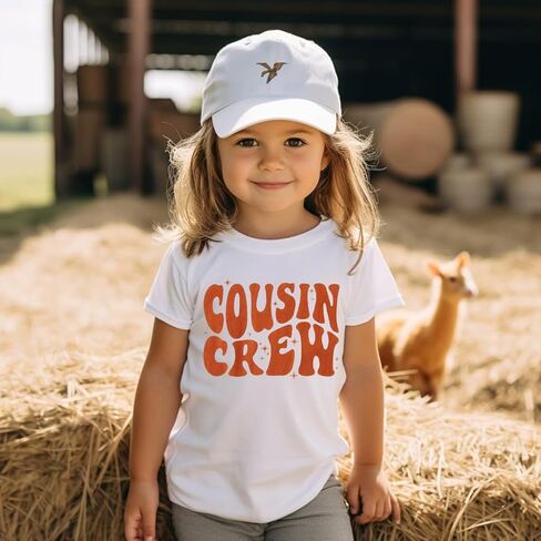 تي شيرت للأطفال الصغار من أبناء عمومة الأطفال الصغار والأولاد والبنات تي شيرت مطبوع عليه حروف مضحكة للأطفال صيفي بأكمام قصيرة كاجوال (أبيض، 3-4T(110)) in Kuwait