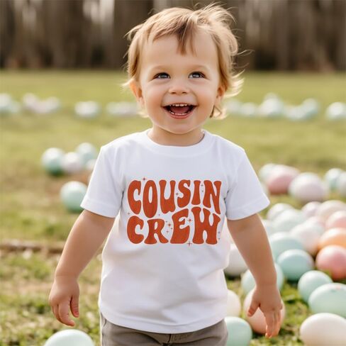 تي شيرت للأطفال الصغار من أبناء عمومة الأطفال الصغار والأولاد والبنات تي شيرت مطبوع عليه حروف مضحكة للأطفال صيفي بأكمام قصيرة كاجوال (أبيض، 3-4T(110)) in Kuwait