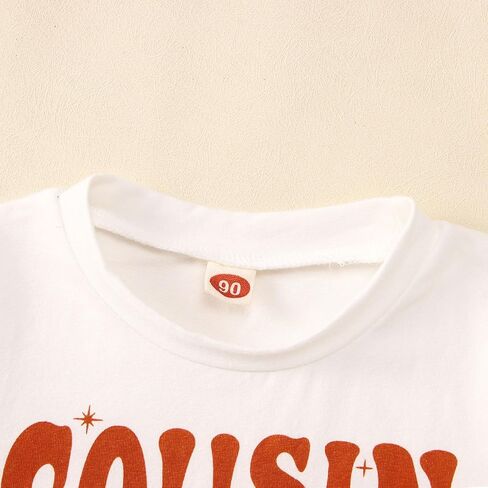 تي شيرت للأطفال الصغار من أبناء عمومة الأطفال الصغار والأولاد والبنات تي شيرت مطبوع عليه حروف مضحكة للأطفال صيفي بأكمام قصيرة كاجوال (أبيض، 3-4T(110)) in Kuwait