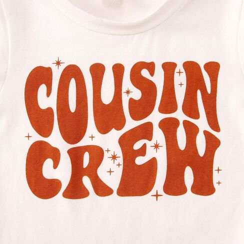 تي شيرت للأطفال الصغار من أبناء عمومة الأطفال الصغار والأولاد والبنات تي شيرت مطبوع عليه حروف مضحكة للأطفال صيفي بأكمام قصيرة كاجوال (أبيض، 3-4T(110)) in Kuwait