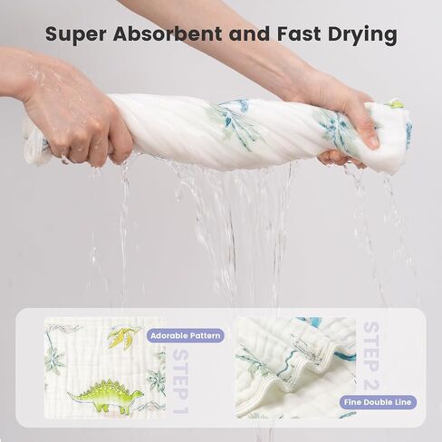 FUNUPUP Hooded Baby Towels 2 Pack Muslin Baby Bath Towels with Hood Baby Towels for Newborn, Infant, Toddler, Large 32x32 Inch Soft and Absorbent Baby Bath Essentials(Blue) in Saudi Arabia