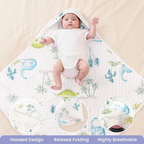 FUNUPUP Hooded Baby Towels 2 Pack Muslin Baby Bath Towels with Hood Baby Towels for Newborn, Infant, Toddler, Large 32x32 Inch Soft and Absorbent Baby Bath Essentials(Blue) in Saudi Arabia