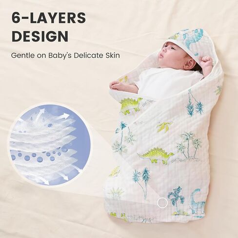 FUNUPUP Hooded Baby Towels 2 Pack Muslin Baby Bath Towels with Hood Baby Towels for Newborn, Infant, Toddler, Large 32x32 Inch Soft and Absorbent Baby Bath Essentials(Blue) in Saudi Arabia